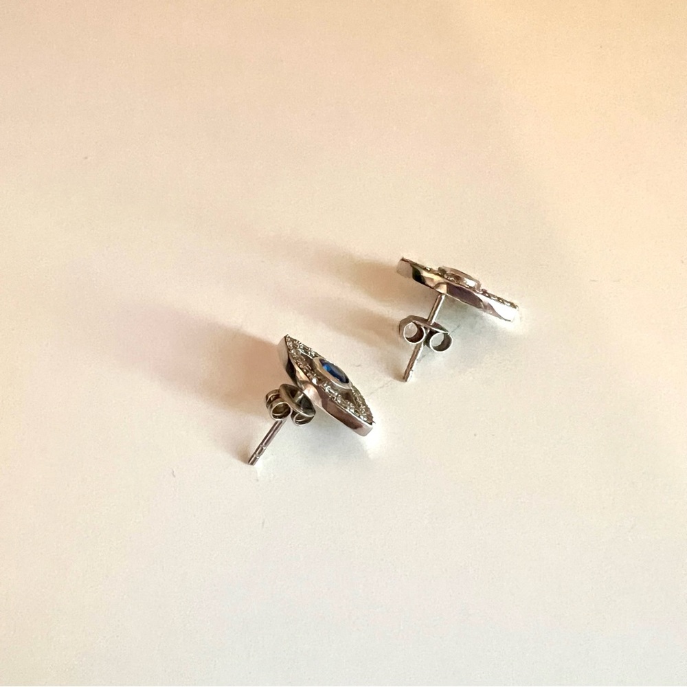 Solid 925 Silver Created Sapphire And Swarovski C… - image 4